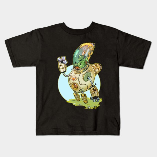 Enchanted frog king mecha Kids T-Shirt by INKSPACE